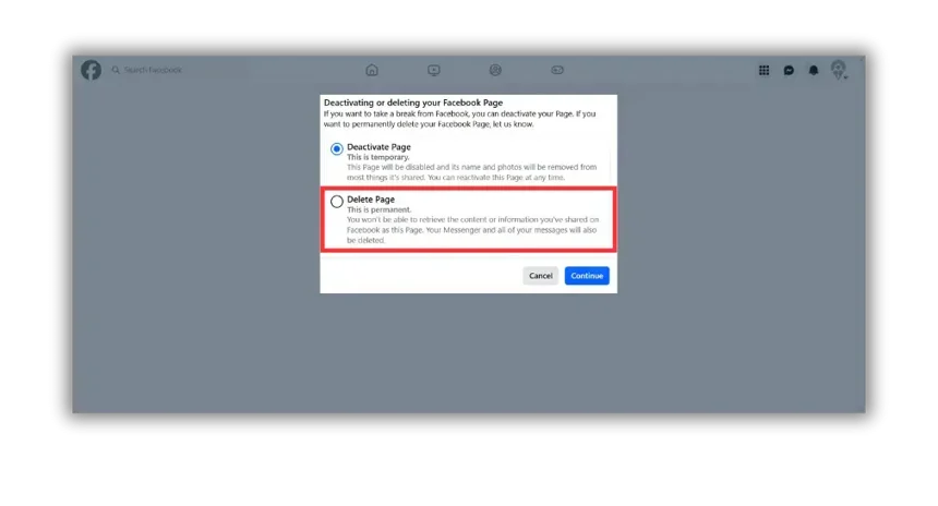 how to deactivate a page on facebook