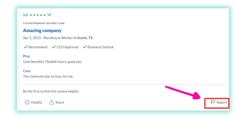 how to flag a glassdoor review