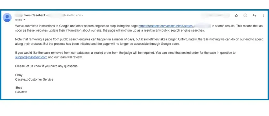 Casetext support removal