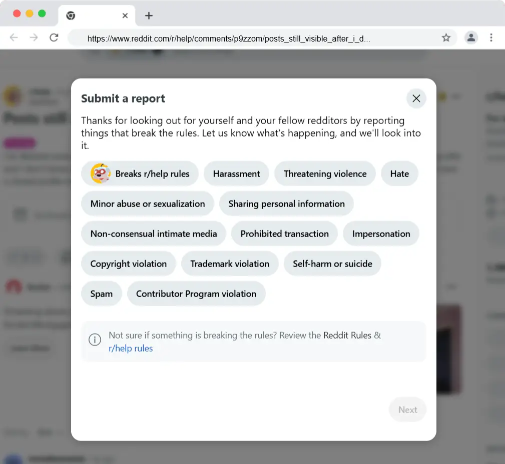 how to report a post on reddit