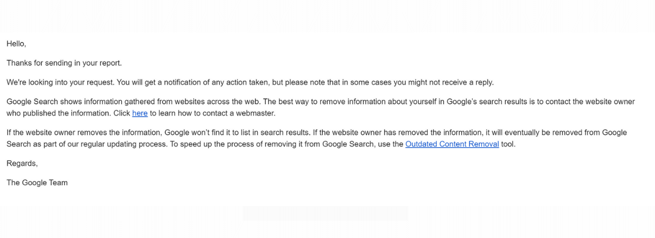 Google support email