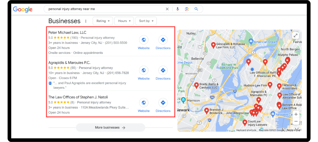 Understanding Googles local search results