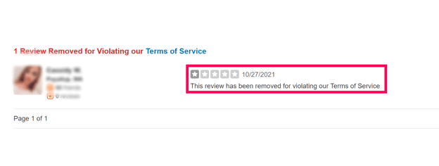yelp review removed