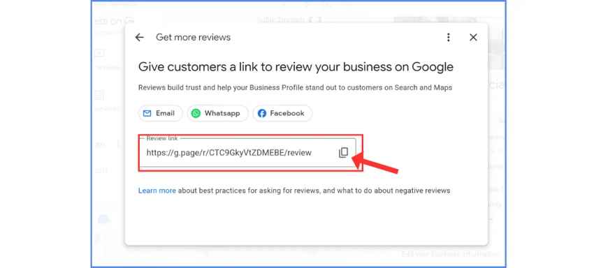 copy google review link