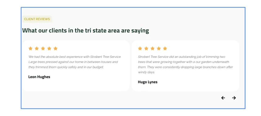display customer testimonials