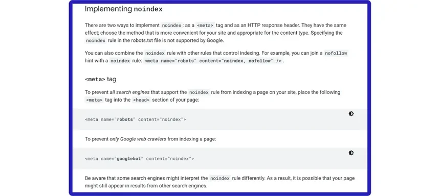 how to add a no-index tag