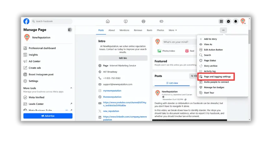 how to remove facebook review section
