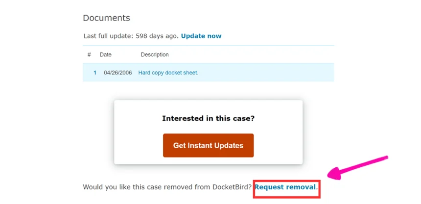 docketbird removal step 1