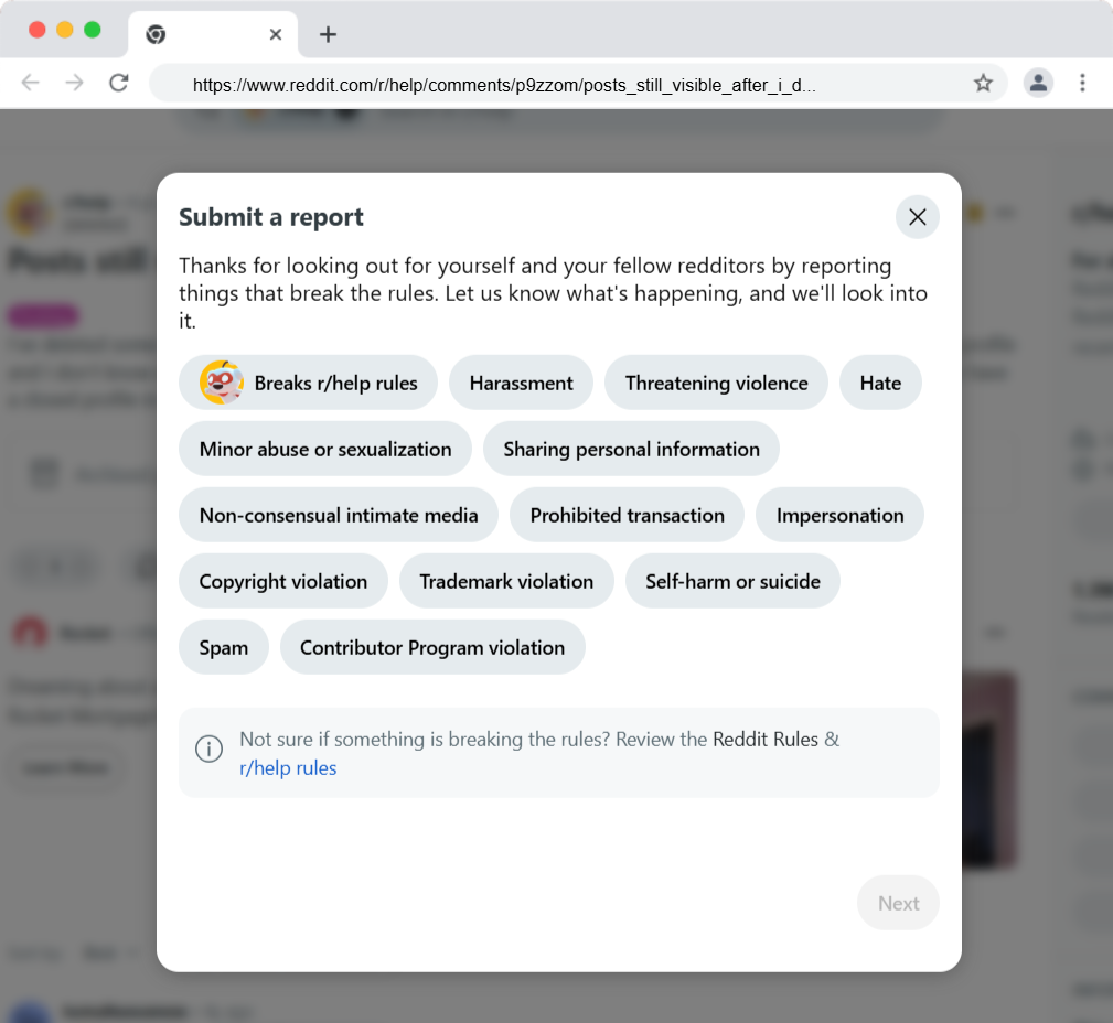 how to report a post on reddit