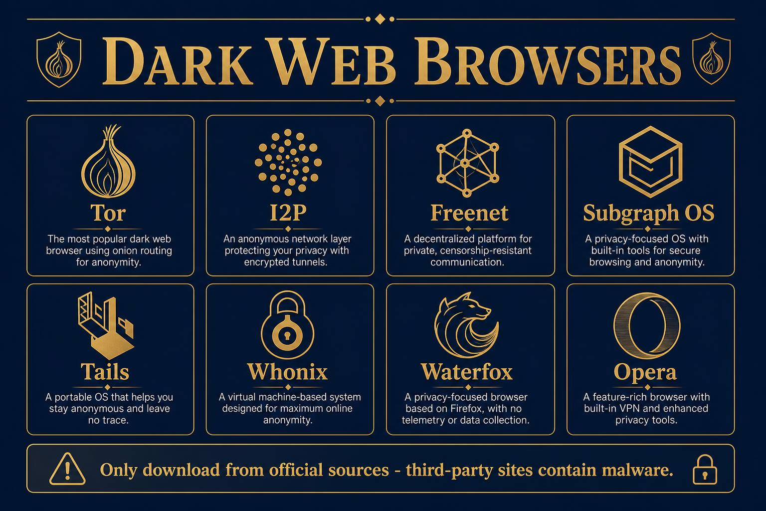Browsers and tools used to access hidden parts of the internet