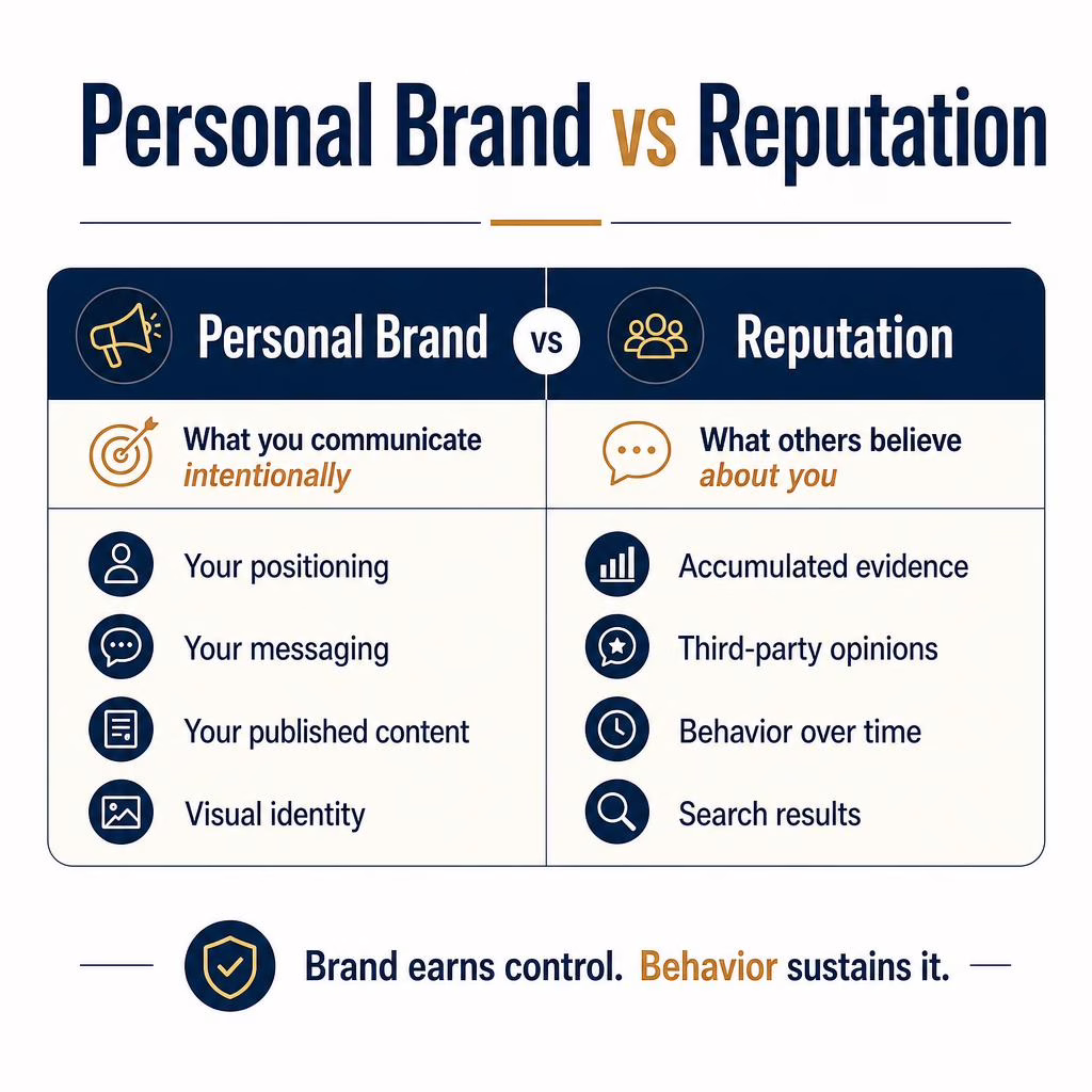 Personal brand vs reputation: what you communicate vs what others believe