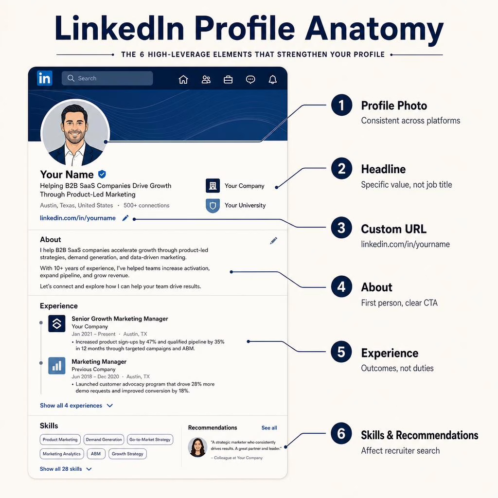 Anatomy of an optimized LinkedIn profile for personal brand building