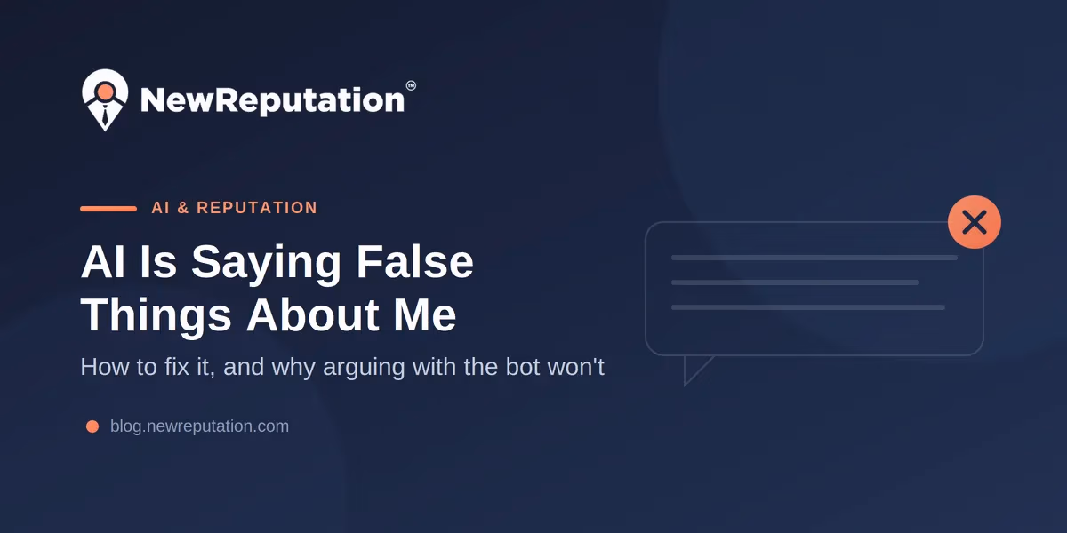 AI chat bubble flagged as false, showing how to correct false AI information about you