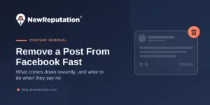 Social post card with a delete icon, illustrating how to remove a post from Facebook