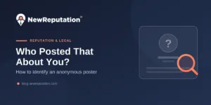 Anonymous profile with a question mark under a magnifying glass, on identifying who posted about you