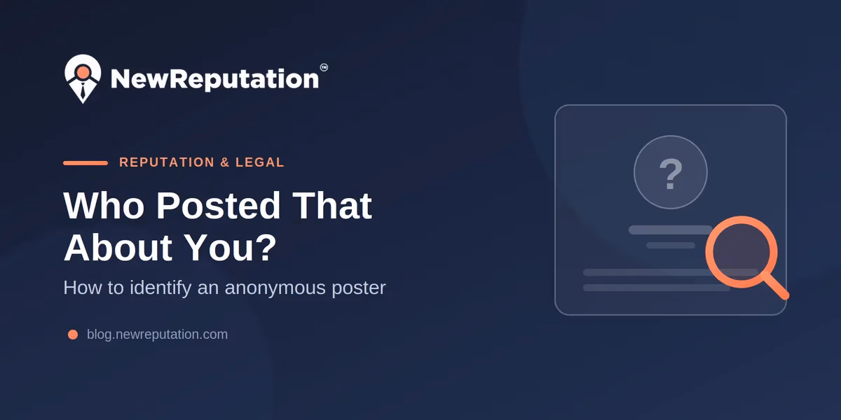 Anonymous profile with a question mark under a magnifying glass, on identifying who posted about you