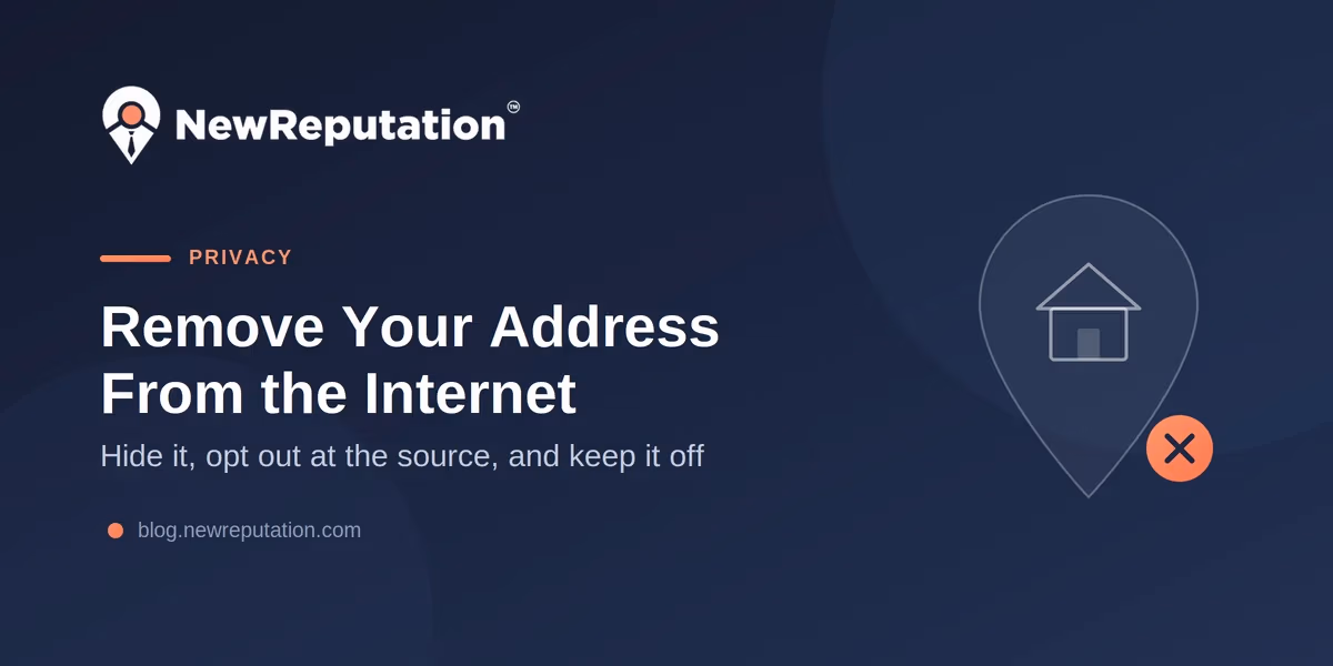 House inside a map pin marked with an X, on removing your home address from the internet